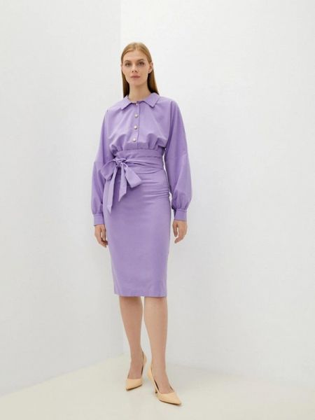 Платье-рубашка Avemod фиолетовое