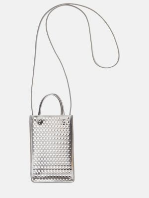 Kožená kabelka Alaã¯a stříbrná