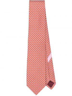 Копринена вратовръзка с принт Ferragamo оранжево