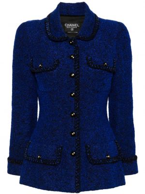 Veste en tweed Chanel Pre-owned bleu