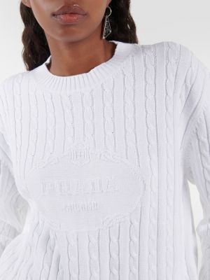Pamučni džemper Prada bijela