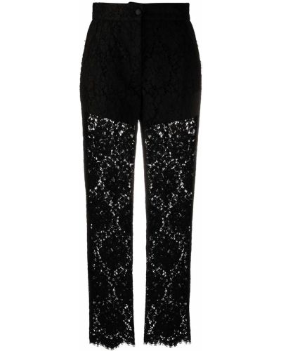 Pantalones rectos con bordado Dolce & Gabbana negro
