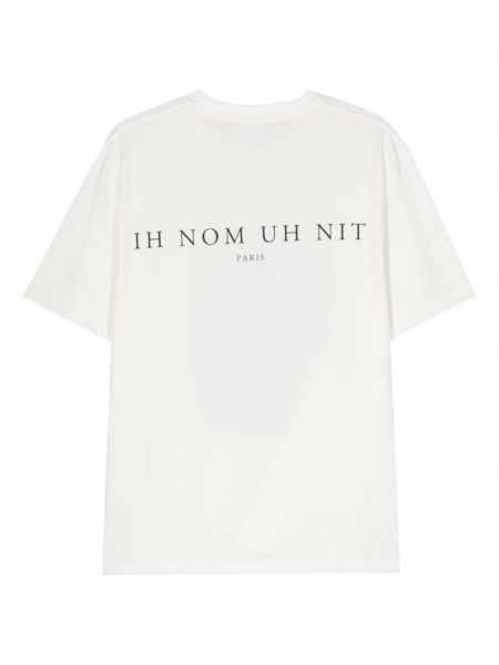 Raštuotas medvilninis marškinėliai Ih Nom Uh Nit balta