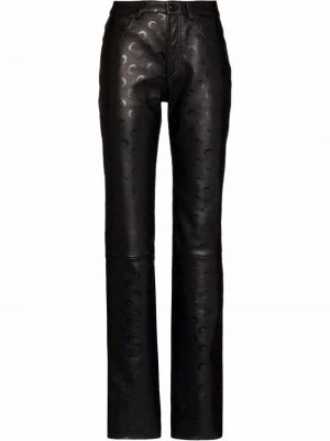 Δερμάτινο παντελόνι με ίσιο πόδι με σχέδιο Marine Serre μαύρο