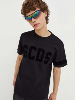 Бавовняна футболка з аплікацією Gcds чорна