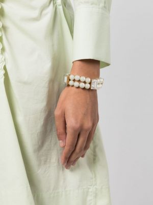 Křišťálový náramek s perlami Kenneth Jay Lane bílý