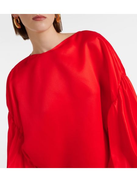 Копринена макси рокля Khaite червено