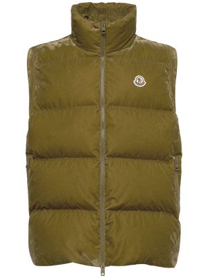 Péřová vesta z nylonu Moncler zelená