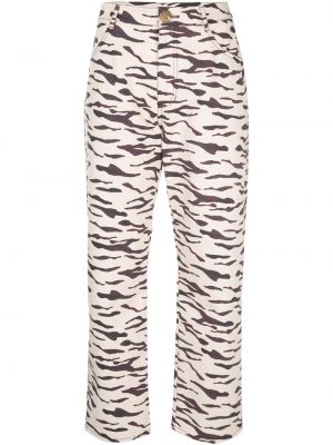 Rovné kalhoty s potiskem s tygřím vzorem Rejina Pyo černé