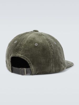 Medvilninis siuvinėtas kepurė su snapeliu kordinis velvetas And Wander žalia