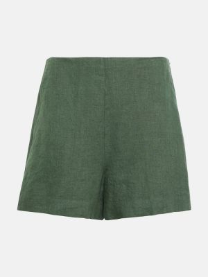 Lanene kratke hlače z visokim pasom Polo Ralph Lauren zelena