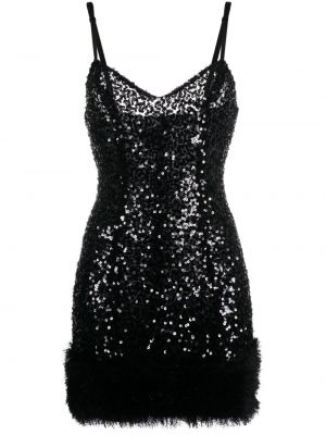 Sukienka koktajlowa z futerkiem Moschino Jeans czarna