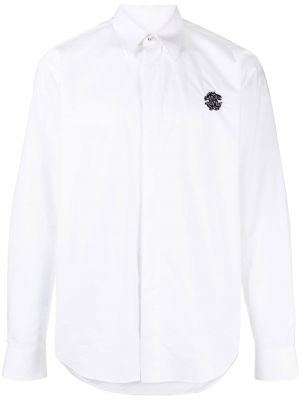 Haftowana koszula bawełniana Roberto Cavalli biała