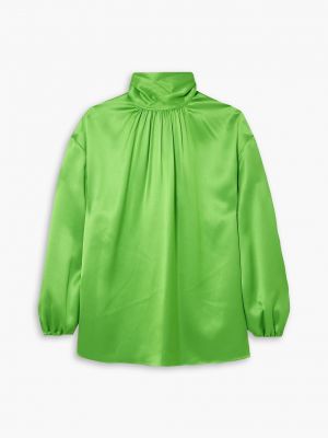 Зеленая атласная блузка Prada