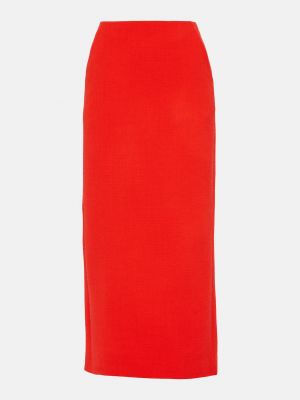 Красная шерстяная юбка миди из крепа David Koma