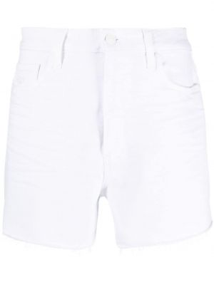Klasické bavlněné džínové šortky s knoflíky Paige - bílá