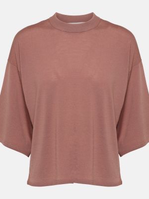 Pletené vlněné tričko Fforme růžové