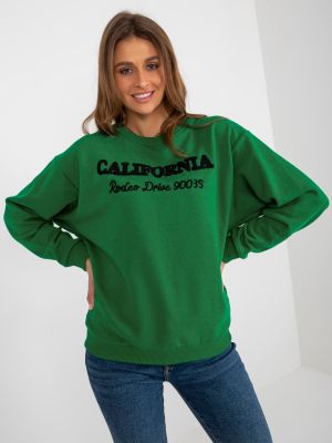 Brīva piegriezuma kapučdžemperis ar uzrakstiem Fashionhunters zaļš