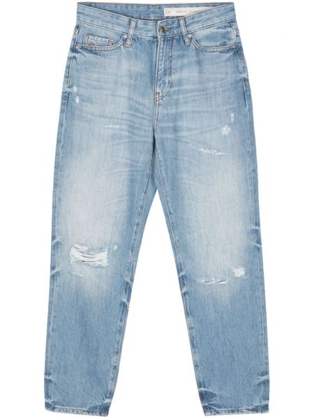 Kitsa lõikega teksapüksid distressed Armani Exchange sinine