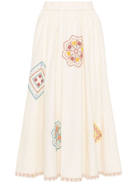 Pamučni midi suknja Zimmermann bijela