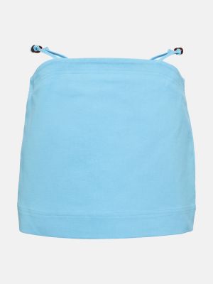 Βαμβακερή φούστα mini Ganni μπλε