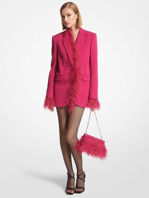Пиджак Michael Michael Kors Feather Trim Crepe Boyfriend, ярко-розовый