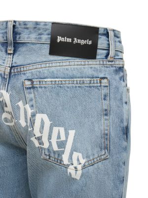 Jeans slim en coton à imprimé Palm Angels noir