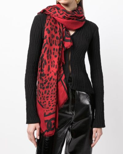 Bufanda con estampado leopardo Dolce & Gabbana negro