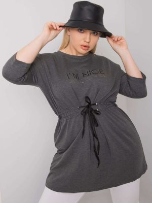 Μελανζέ μπλούζα με επιγραφή Fashionhunters γκρι