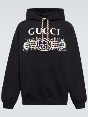 Bavlněná mikina s kapucí Gucci černá