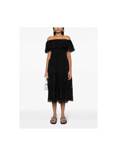 Sukienka midi bawełniana Self-portrait czarna