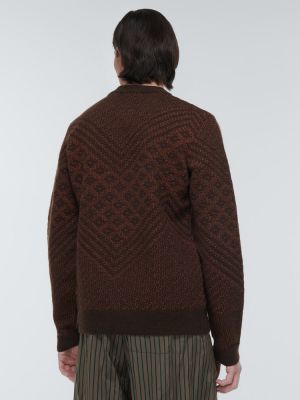 Ленен вълнен пуловер Wales Bonner кафяво