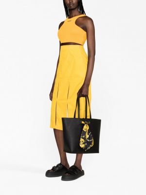 Shopper kabelka s potiskem Versace Jeans Couture černá