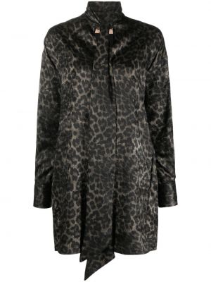 Robe chemise à imprimé à imprimé léopard Blanca Vita marron