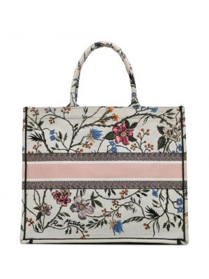 Shopper kabelka s výšivkou Christian Dior bílá