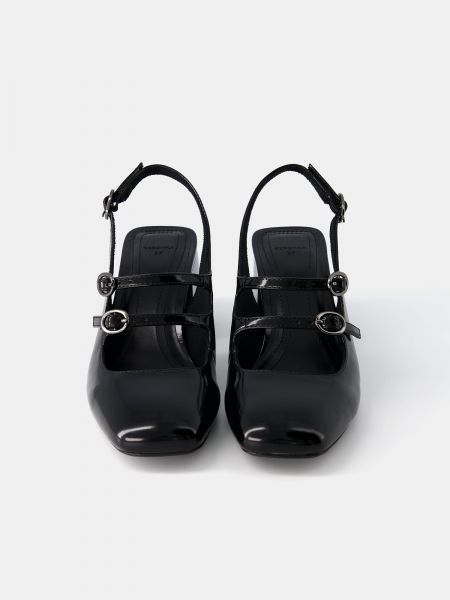 Полуотворени обувки с ток с отворена пета Bershka черно