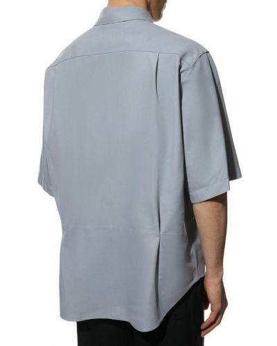 Кожаная рубашка Zegna Couture голубая