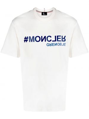 Памучна тениска с принт Moncler Grenoble бяло