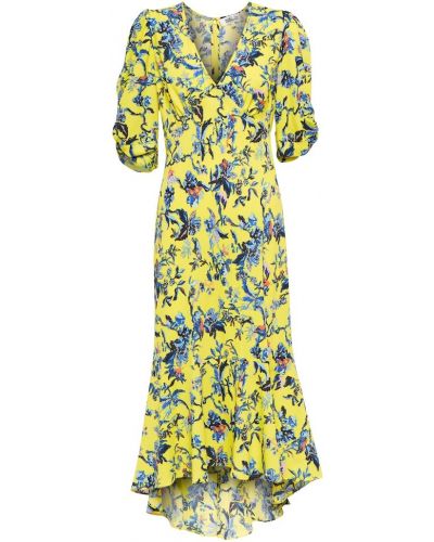 Květinové bavlněné midi šaty Diane Von Furstenberg žluté