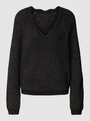 Dzianinowy sweter z dekoltem w serek Vila czarny