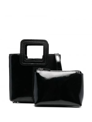 Δερμάτινη τσάντα shopper Staud μαύρο