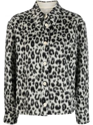 Vlnená bunda s potlačou s leopardím vzorom Isabel Marant