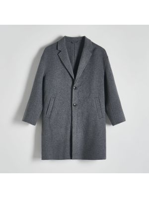 Vlněný kabát Reserved šedý