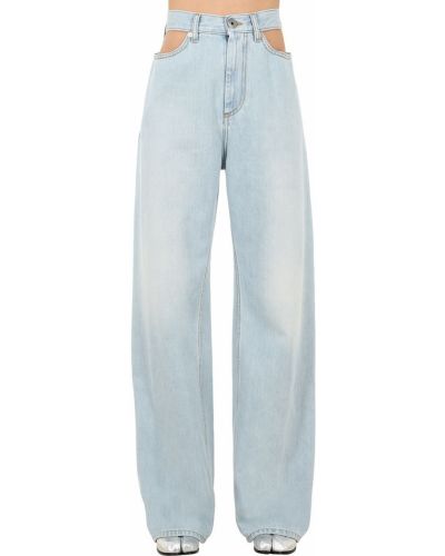 Бавовняні широкі джинси з вирізом Maison Margiela, сині