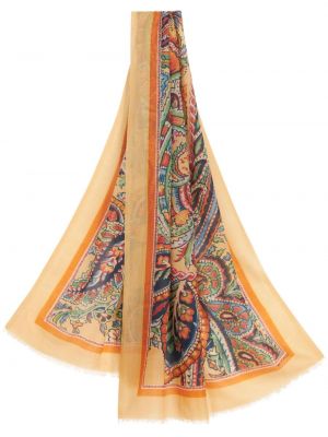 Кашмирен шал с принт с пейсли десен Etro оранжево