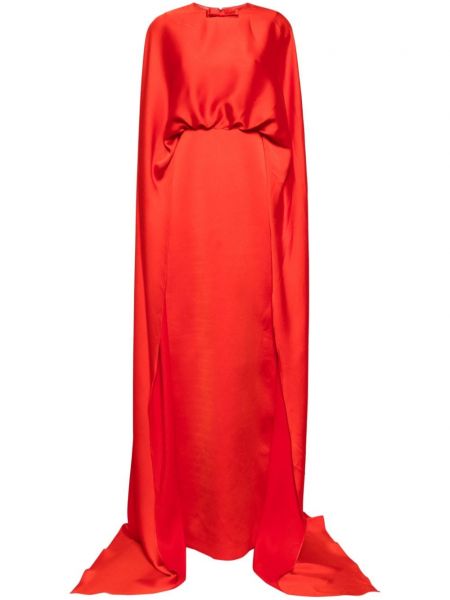 Сатенена вечерна рокля от креп Nihan Peker оранжево