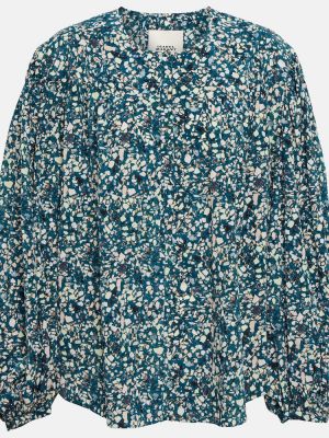 Květinová hedvábná halenka Isabel Marant modrá