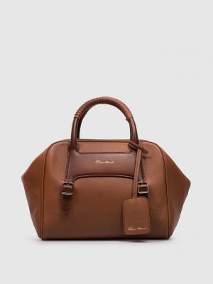 Кожаная сумка с принтом Santoni коричневая