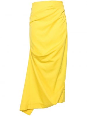 Spódnica midi wełniana asymetryczna Christopher John Rogers żółta