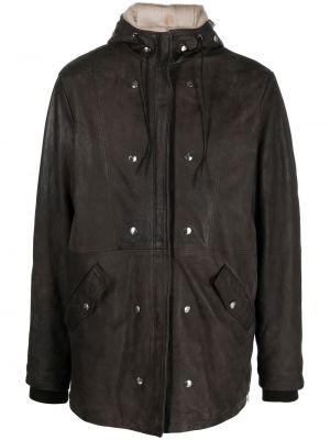 Usnjena jakna z zadrgo Giorgio Brato rjava